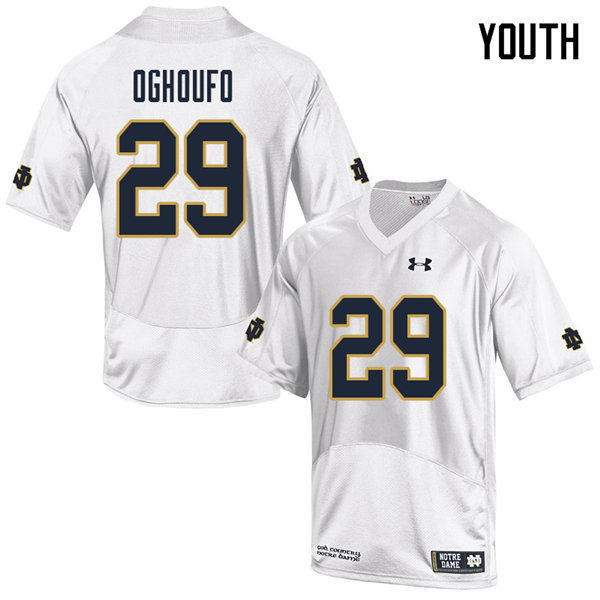 Youth NCAA Notre Dame Fighting Irish #29 Ovie Oghoufo Stitched College Under Armour Authentic White Football Jersey FE10H71TG